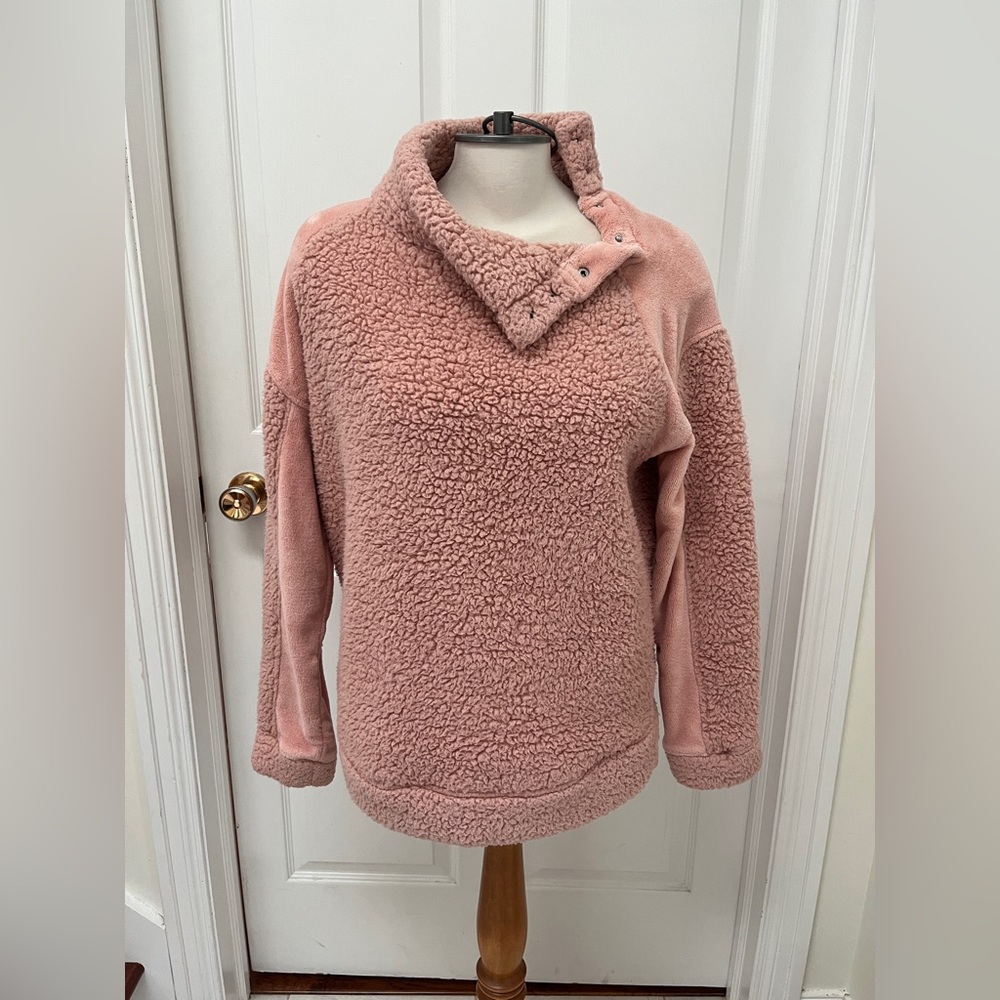 Next Pink Cowl Neck Sherpa Sweater size ladies medium